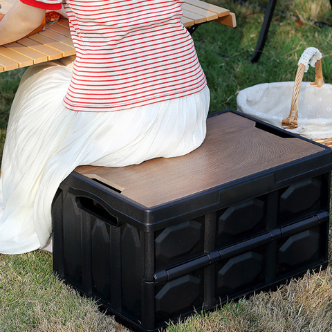 Waterproof collapse wood lid keep your camping gear organized and easily accessible while also having a stylish and functional storage solution