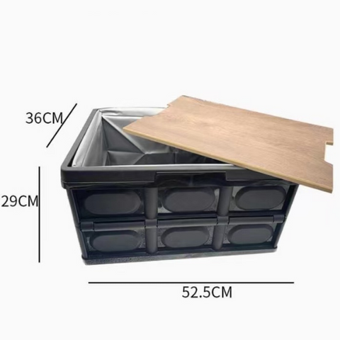 Waterproof collapse wood lid keep your camping gear organized and easily accessible while also having a stylish and functional storage solution