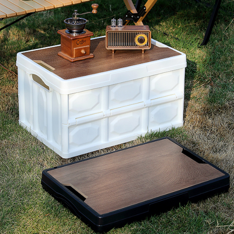 Waterproof collapse wood lid keep your camping gear organized and easily accessible while also having a stylish and functional storage solution