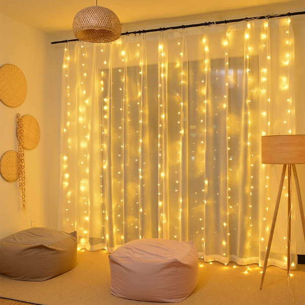 LED Curtain warm white multicolor Whether you're looking to add a touch of romance to your bedroom or a cozy ambiance to your living room these lights are the perfect solution.