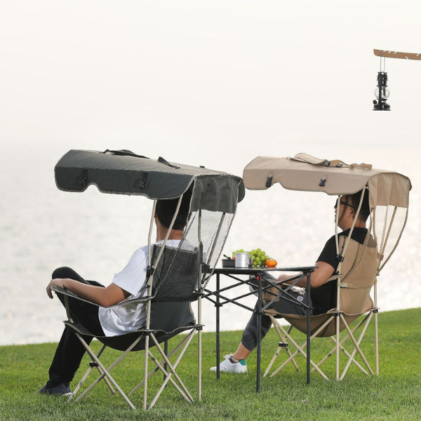 Foldable chair outdoor storage travel sunshade armrest cupholder enjoy the great outdoors while staying cool and comfortable