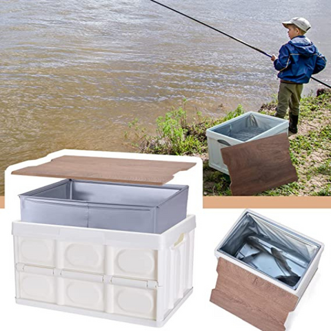 Waterproof collapse wood lid keep your camping gear organized and easily accessible while also having a stylish and functional storage solution