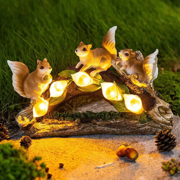 Squirrel Statues Garden Upgrade your outdoor space with our Solar-Powered Garden Sculpture Decorative Light today