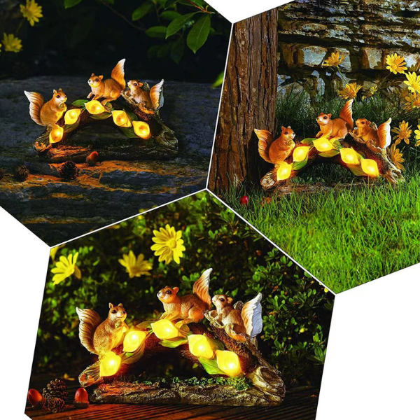 Squirrel Statues Garden Upgrade your outdoor space with our Solar-Powered Garden Sculpture Decorative Light today